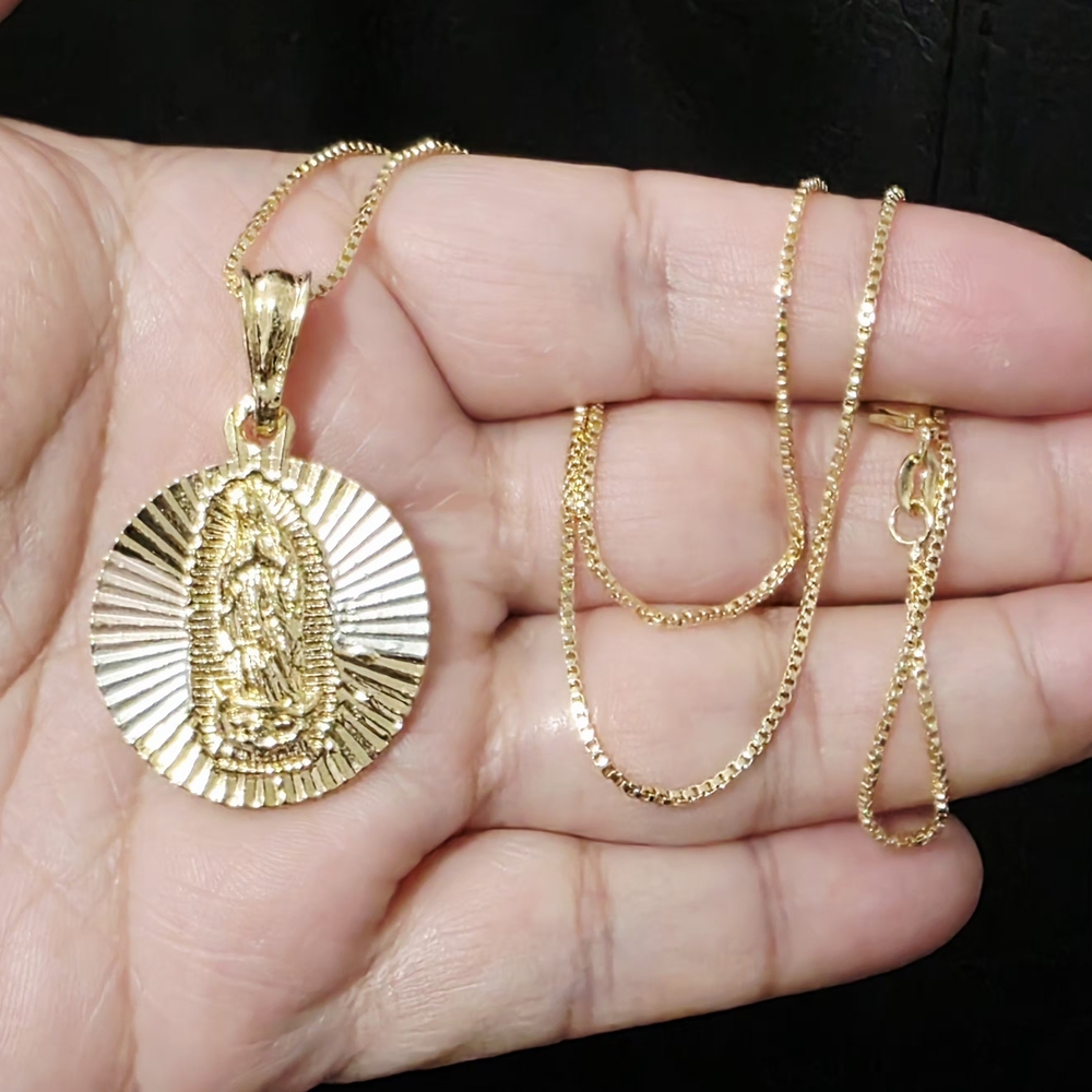 Radiant Gold Virgin Mary Pendant Necklace